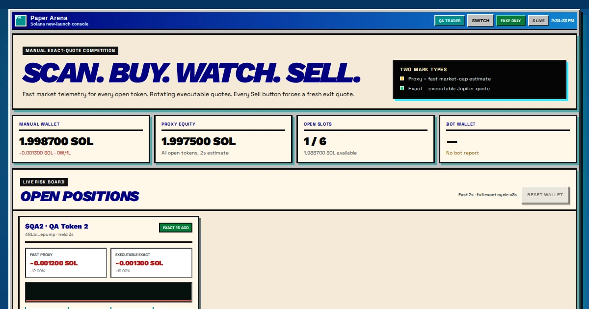 Microcap Paper Arena manual exact-quote trading competition interface